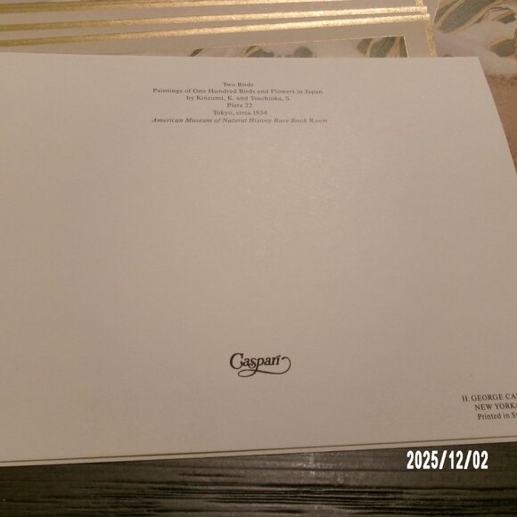 24 Caspari CHRISTMAS Cards Vintage Best Wishes 2 BIRDS KOIZUMI TSUCHOKA #16208 - Picture 5 of 6